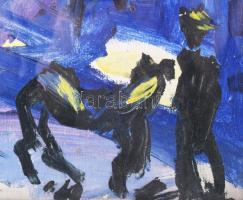 Olvashatatlan jelzéssel, XX. sz. magyar festő: Alakok. Olaj, vászon. Proveniencia: Saphier-gyűjtemén...