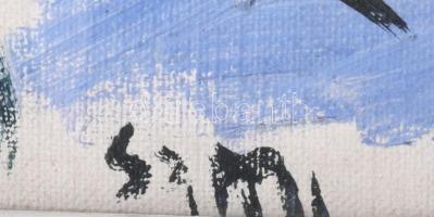 Olvashatatlan jelzéssel, XX. sz. magyar festő: Alakok. Olaj, vászon. Proveniencia: Saphier-gyűjtemén...