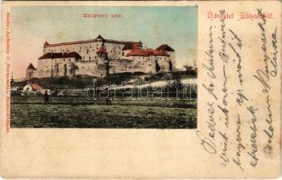 1904 Zólyom, Zvolen; vár. Lechnitzky O. kiadása (Besztercebánya) / castle + "ODERBERG - BUDAPEST" vasúti mozgóposta bélyegző (fl)