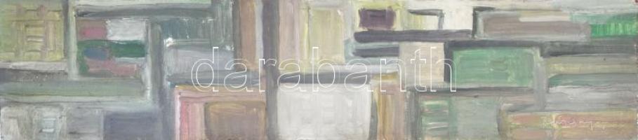 Olvashatatlan (Barcsay?) jelzéssel: Geometrikus kompozíció. Olaj, rétegelt falemez. Proveniencia: Saphier-gyűjtemény. 12,5x57 cm