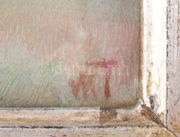 MT jelzéssel: Táj. Olaj, karton. Proveniencia: Saphier-gyűjtemény. Üvegezett, kissé sérült fakeretbe...