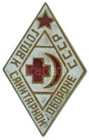 Szovjetunió 1940 k. "Vöröskereszt / Vörös Félhold" zománcozott fém jelvény, csavaros hátlappal (38x30mm) T:AU,XF Soviet Union cca 1940. "Red Cross / Red Crescent" enamelled metal badge with screwback (38x30mm) C:AU,XF