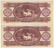 1984. 100Ft (2x) sorszámkövetők "B 356 043721 - B 356 043722" T:AU, hullámos papír, egyike...