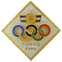 1964. "Tokiói Olimpia" aranyozott és zománcozott részvételi jelvény (34x33mm) T:AU Hungary 1964. "Tokyo Olympics" gold plated and enamelled participation badge (34x33mm) C:AU