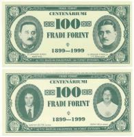 1999. 100Ft névértékű " Centenáriumi Fradi Forint" Nyilasi, Toldi, Magyar, Csányi fényképé...