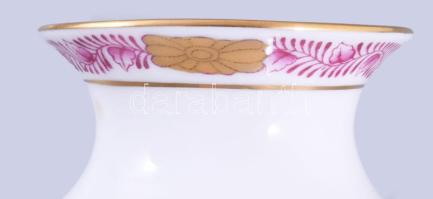 Herendi Apponyi lila mintás váza, jelzett, hibátlan, m: 14,5 cm