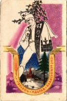 1943 Boldog Magyar Karácsonyt! / Hungarian Christmas greeting card s: Bozó (EB)
