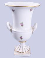 Herendi virágmintás talpas váza, jelzett, 2. oszt., hibátlan, m: 24,5 cm