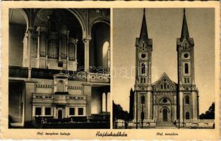 Hajdúhadház, református templom és belső. Kállay János kiadása (r)
