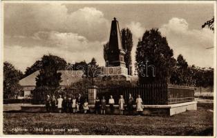 1940 Kápolna, 1848-as forradalom és szabadságharc honvéd emlékműve (1880-ban emelték). Kiadja a Hangya Szövetkezet + Tábori postahivatal 44 A" (EK)