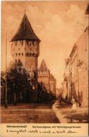 1915 Nagyszeben, Hermannstadt, Sibiu; Harteneckgasse mit Befestigungstürmen. G.A. Seraphin, Nachdruck von Jos, Drotleff / Harteneck utca, torony / street, tower
