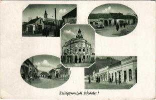 1944 Szilágysomlyó, Simleu Silvaniei; látképek, mozaiklap 5 képpel, Csernecz üzlete / general view, multi-view postcard with 5 images, shop (EB)