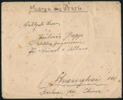 1939 "Minta érték nélkül" küldemény KÍNÁBA 5 db Szent István bélyeggel, 12f bérmentesítéss...