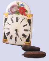 Antik festett arasztóra, hiánnyal, 2 súllyal, 31x22 cm