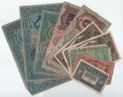 Vegyes 10db-os bankjegytétel, közte: 1902-1922. 10-1000K (6x) + 1920-1932. 50f-100P (3x) + Csehszlovákia 1919. 1K T:F-G Mixed 10pcs banknote lot, within: 1902-1922. 10-1000 Kronen (6x) + 1920-1932. 50 Fillér -100 Pengő (3x) + Czechoslovakia 1919. 1 Koruna C:F-G