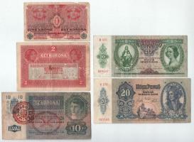 5db-os magyar bankjegytétel, benne Korona és Pengő T:F,VG
