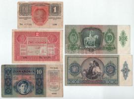 5db-os magyar bankjegytétel, benne Korona és Pengő T:F,VG