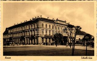 Kassa, Kosice; Schalk-ház szálloda, autóbusz, kerékpár, megálló / hotel, autobus, bicycle, bus stop