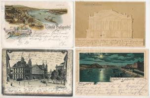 Budapest - 16 db RÉGI város képeslap, közte lithok / 16 pre-1945 town-view postcards, including lithos