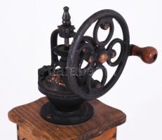 Német kávédaráló, vas, fa, m: 28 cm