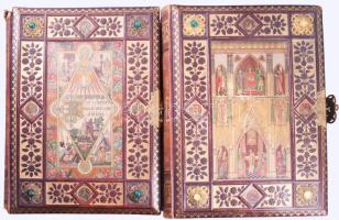 Klasszikus Arany Biblia. Az üdvnek ó- és új-szövetségi történelme rendszeres előadásban. I-II. kötet. Klasszikus mesterek alkotásai után készült 126 színes képpel, és pályanyertes tervek alapján előállított családi krónikával. I. kötet: Az üdvnek Ó-szövetségi történelme. Előszóval ellátta: Vaszary Kolos. Írta Dedek Crescens Lajos. II. kötet: Az üdvnek új-szövetségi történelme. Előszóval ellátta: Császka György. Írta: Hock János. Lipcse, Budapest, Bécs, 1897, Herzig Miksa. Gazdagon díszített, aranyozott , dombornyomott, féldrágakövekkel kirakott, fémcsatos kiadói egészbőr-kötésben, aranyozott lapélekkel, az I. kötet kissé sérült gerinccel, a II. kötetről néhány kő hiányzik, a lapok szép állapotban. A Családi Krónika egy lapján kis szakadással. Összességében jó állapotban