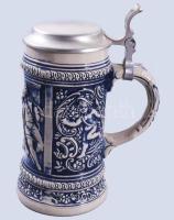 Gerzit vadászjelenetes söröskorsó, jelzett, hibátlan, m: 20 cm