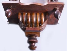 Német falióra, új szerkezet régi tokban, díszes faragott elemekkel, kulccsal, 66x37x20 cm