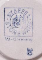 Német kőedény söröskorsó, jelzett, hibátlan, m: 14 cm