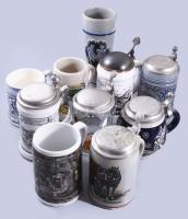 10 darabos söröskorsó gyűjtemény, porcelán, kőedény, jó darabokkal.