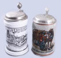 10 darabos söröskorsó gyűjtemény, porcelán, kőedény, jó darabokkal