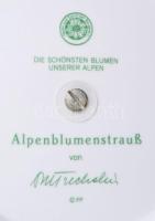 Német emeletes kínáló, virágmintával, jelzett, d: 25 cm, m: 24 cm