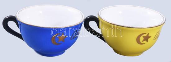 2 db Ada Kaleh feliratos Chodau mokkás csésze, kézzel festett, jelzett, hibátlan