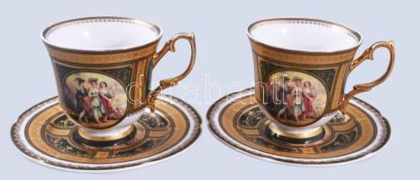2 db mitológia jelenetes teás csésze, aljjal. Matricás, jelzett, hibátlan