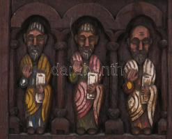 Jézus az apostolokkal - Római oltárkép faragott fa reprodukciója, 100x21 cm