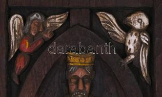 Jézus az apostolokkal - Római oltárkép faragott fa reprodukciója, 100x21 cm