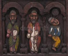 Jézus az apostolokkal - Római oltárkép faragott fa reprodukciója, 100x21 cm