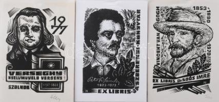 Fery Antal (1908-1994): 30 db ex libris és kisgrafika híres emberek ábrázolásával (Bartók Béla, Juhá...