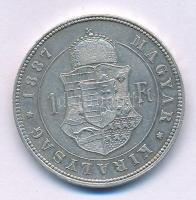 1887KB 1Ft Ag "Ferenc József / Barokk címer" T:XF,VF Hungary 1887KB 1 Forint Ag "Franz Joseph / Baroque coat of arms" C:XF,VF Adamo M15