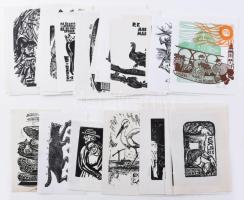 Kl. külföldi és magyar alkotók (Varga Nándor Lajos, Perei Zoltán, Mottl Roman, Nagy László Lázár, stb.): kb. 29 db ex libris és kisgrafika. Klf. technikák, papír, néhány ceruzával jelzett, klf. méretekben.