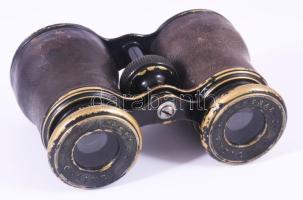 J. Jaggli Zürich antik távcső, sérült tokjában, 7x11 cm