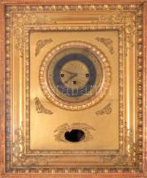 Keretóra. Negyedütős ingajáratos szerkezettel, réz számlappal, réz dombor díszítésekkel. Francia, XIX .sz. közepe. Működik, univerzális órás kulccsal. szép állapotban 36x43 cm