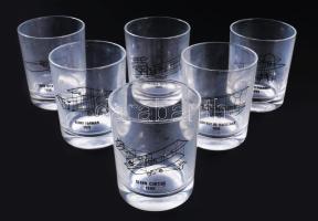 6 db repülőket ábrázoló üveg pohár, 9 cm