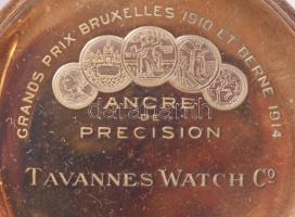 Tavannes Watch Co. arany (Au) tokos zsebóra. 14k, belső fedele réz, jelzett, működik, d: 5 cm, brutt...