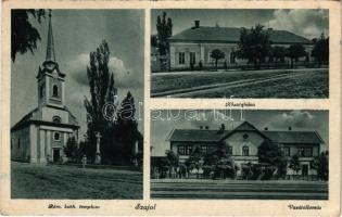 Szajol, Római katolikus templom, Községháza, vasútállomás (EK)