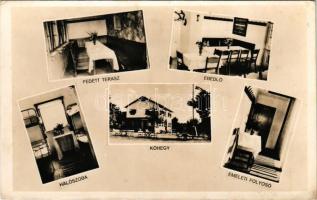 Kő-hegy (Szentendre), MTE csepeli W.M.T.K. és szentendrei oszt. Czibulka János menedékháza a Kőhegyen. Fedett terasz, ebédlő, hálószoba, emeleti folyosó, belső. Vitéz Szénásy Béla kiadása (fl)