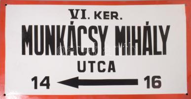 VI. Munkácsy Mihály u nagy méretű zománc tábla 70x40 cm