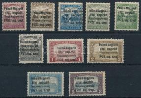 Nyugat-Magyarország I. 1921 Teljes sor Bodor vizsgálójellel (47.900) (3K hajtott / folded)