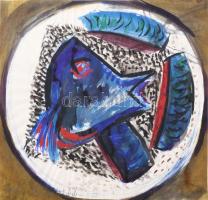 Swierkiewicz Róbert (1942-2019): Halfej halszelettel, 1968. Akvarell, tus, papír, jelezve jobbra lent. Paszpartuban. 27,5×29 cm.