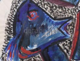 Swierkiewicz Róbert (1942-2019): Halfej halszelettel, 1968. Akvarell, tus, papír, jelezve jobbra len...