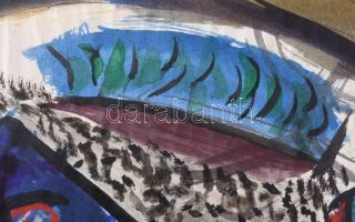 Swierkiewicz Róbert (1942-2019): Halfej halszelettel, 1968. Akvarell, tus, papír, jelezve jobbra len...